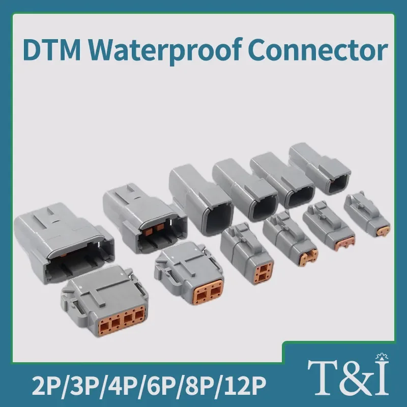 

10/50/100Set Deutsch DTM Connector Automobile Waterproof Socket Male Female Terminal 2P/3P/4P/6P/8P/12P Fixed Slider Blind Plug