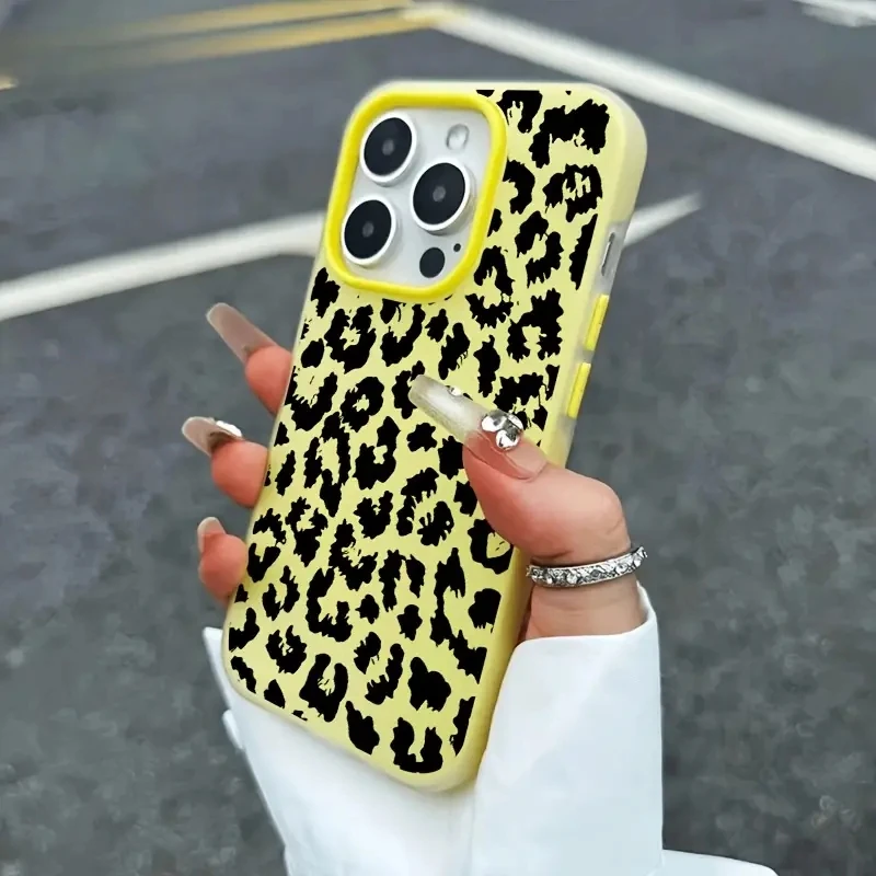 Spotted Black Leopard Print Jelly Color Phone Case for iPhone 17 Pro Max 16 15 14 13 12 11 Pro Max Plus 17Air Bumper Cover view 2