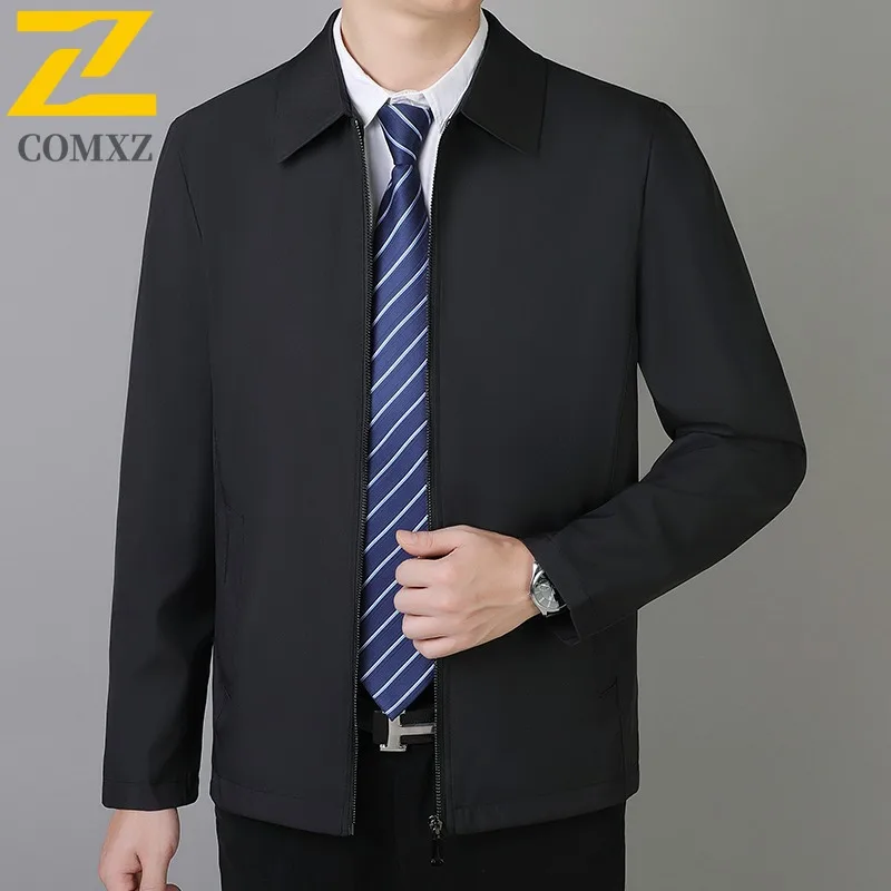 سترة رجالي COMXZ Premium 2025 مريحة للمشي لمسافات طويلة والسفر سترة مقاومة للبرد كلاسيكية بلون سادة مقاومة للرياح ملابس شتوية