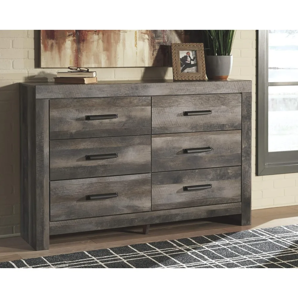 

6 Drawer Dresser, 6 Smooth-gliding Drawers Weathered Gray, 60.75" W X 15.75" D X 40" H Bedroom Dressers