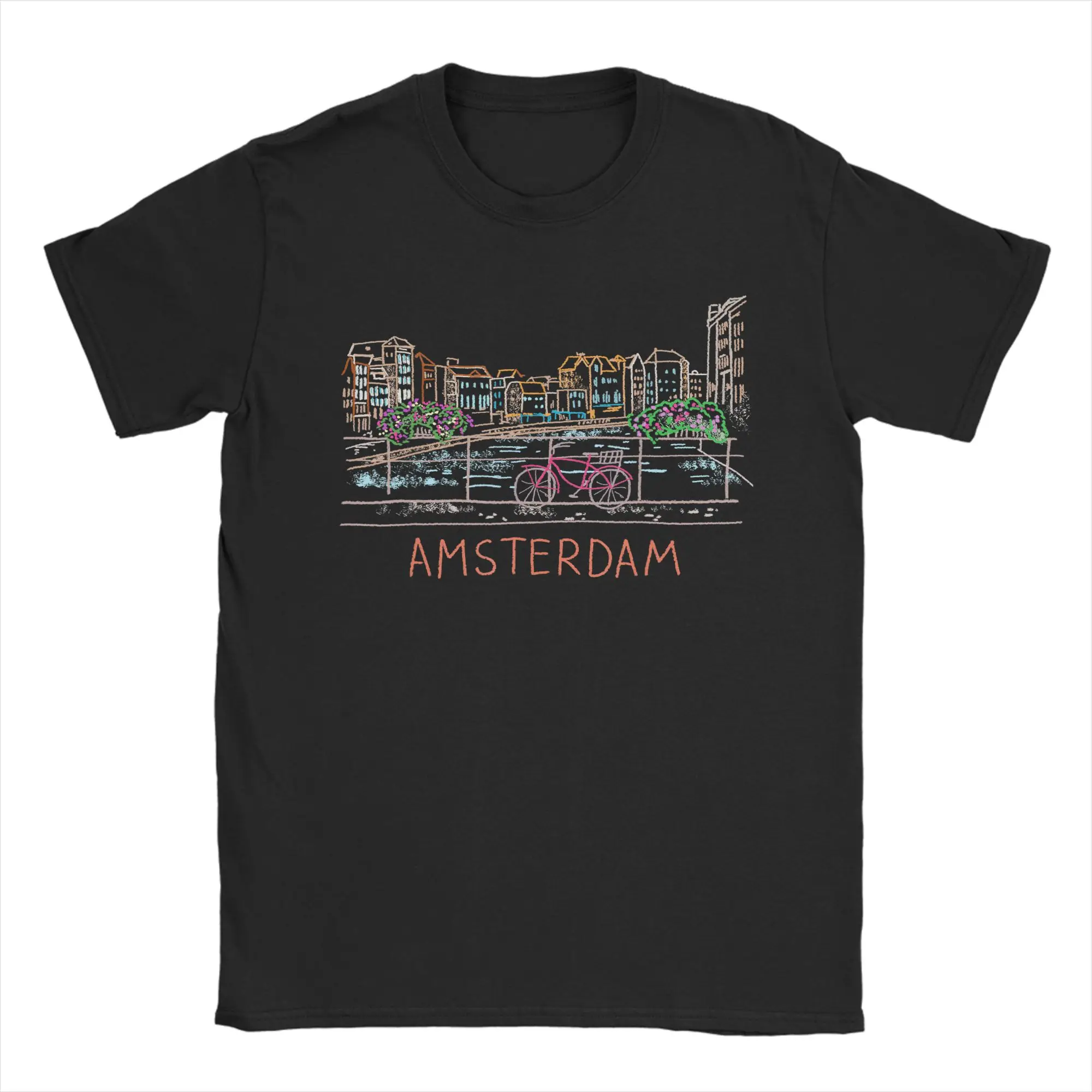 Cool Amsterdam T-Shirts Men Crew Neck Pure Cotton T Shirt  Short Sleeve Tees Plus Size Clothes