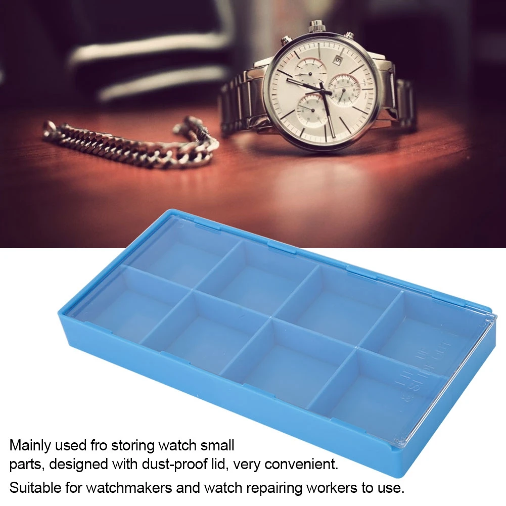 1Pc 8/18 Grids Plastic Watch Parts Storage Box Organizer Watch Repair Tool Display Container Tray Holder with Lid for Watchmaker