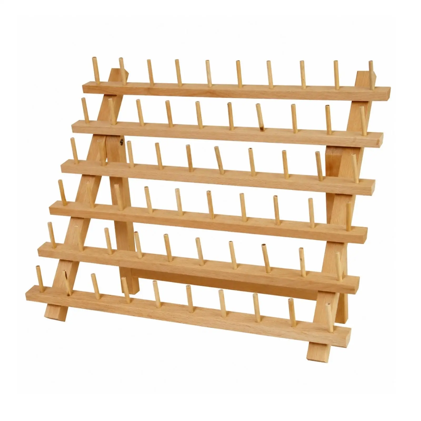 Folding Wooden Thread Spool Rack for Sewing Organization Embroidery Holder Compact Size for Craft Room and Sewing Desk