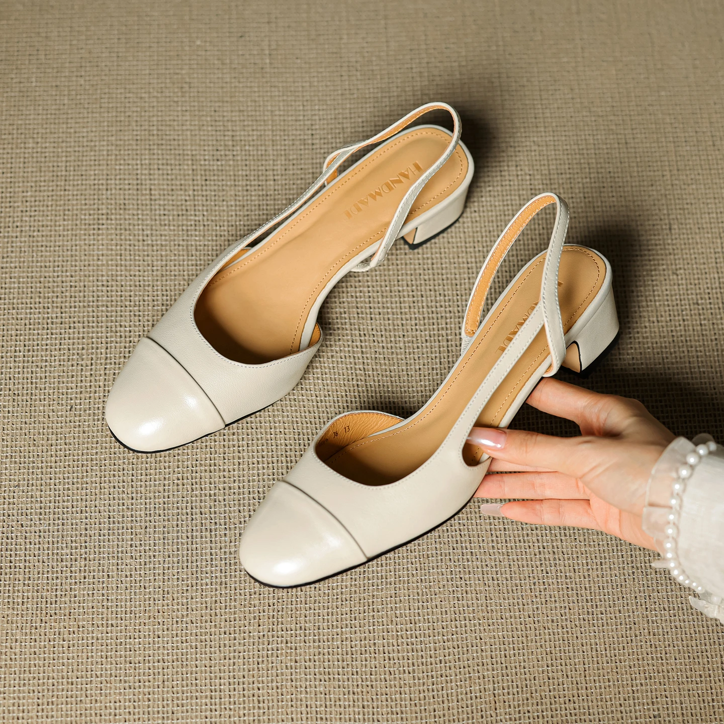 2026 new summer women sandals natural leather 22-25cm washed cowhide+pigskin round toe back-strap thick heel women shoes