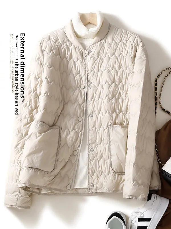 

Warm Lightweight Puffy Jacket Women's Winter Loose Versatile plus Size Elegant Outerwear Fat MM Slimming Cotton Clothes