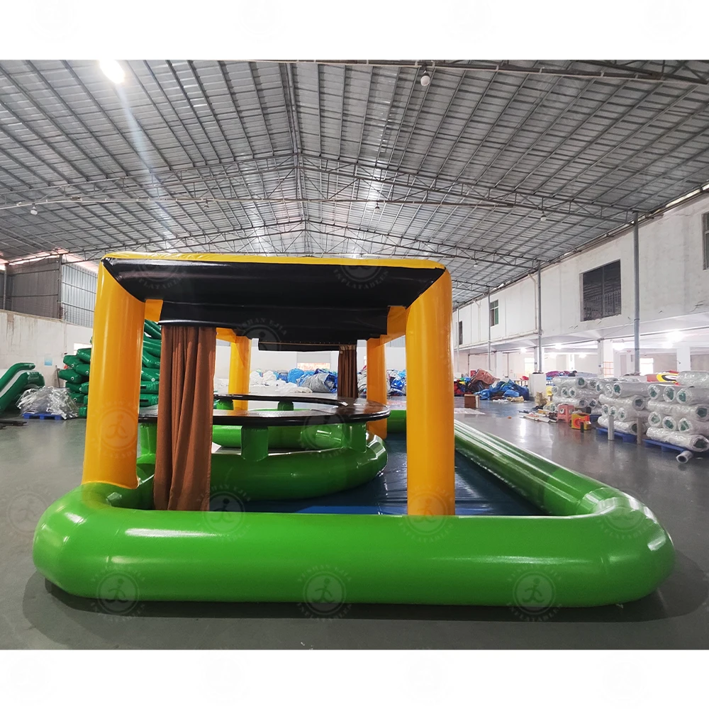 Leisure Summer Backyard Party Floating Inflatable Pub Swimming Pool Water Bar with Seats Includes Air Blower Accessory