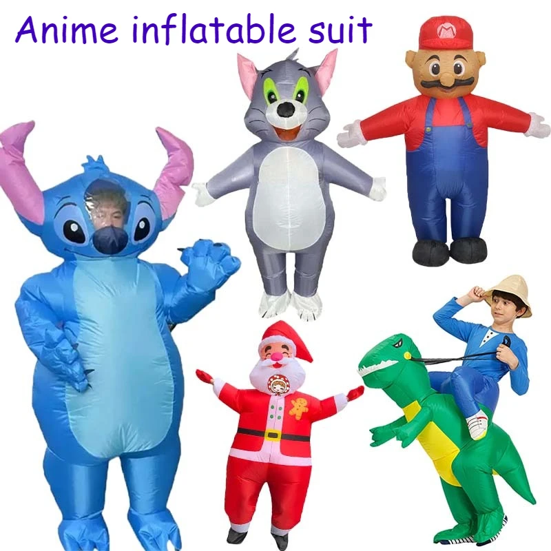 

Anime Inflatable Adult Cosplay Costume Tom Jerry Luxury Halloween Cartoon Carnival Costume Party Blowing Shark Full Set New