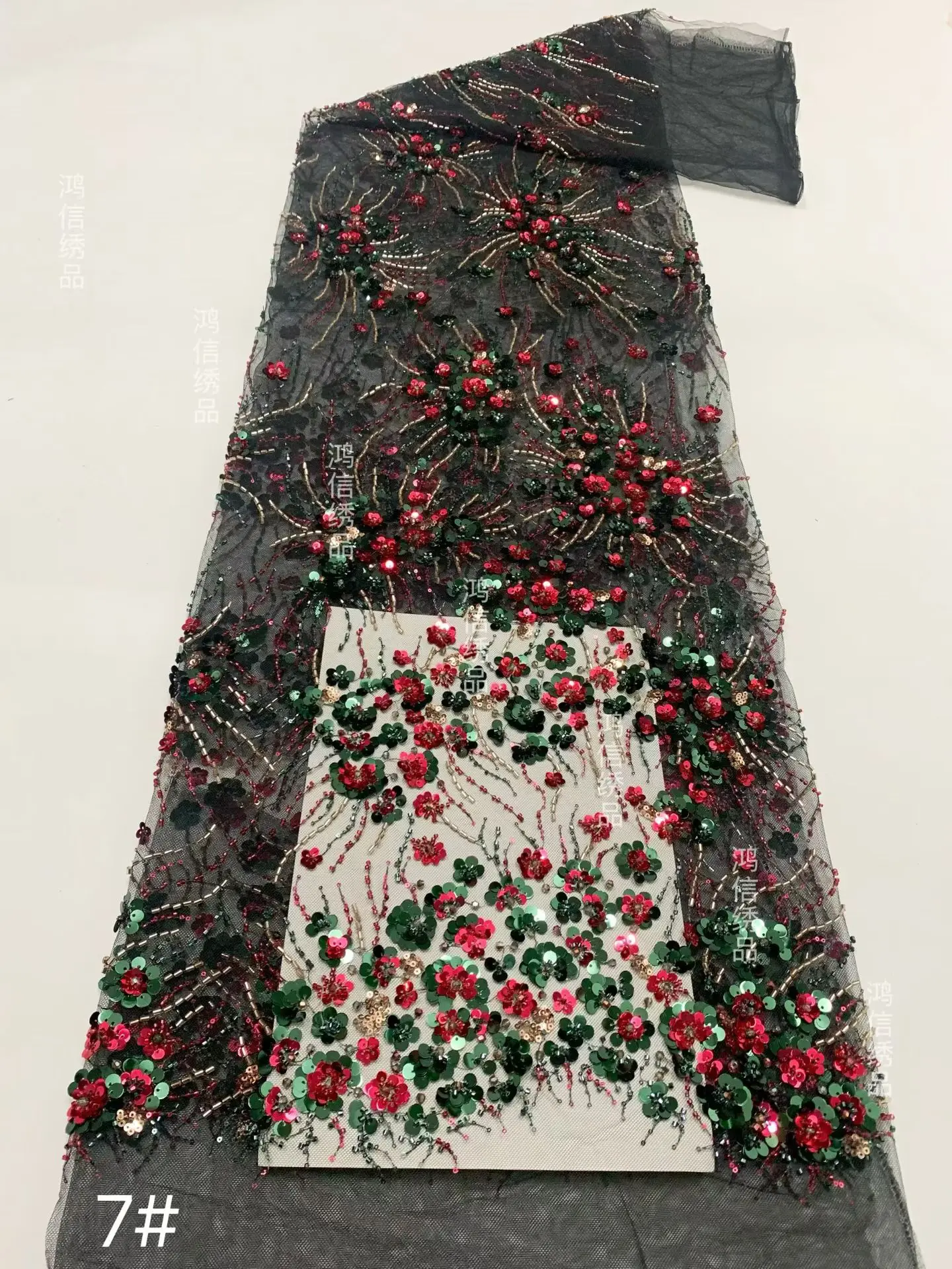 

Nigerian Laces Fabric For African 5 Yards Black Fabrics Beaded Lace Fabric With Sequin Luxury Designer Fabrics For Sewing H84-1