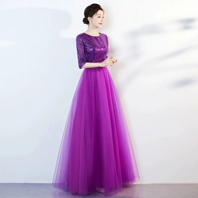 فستان طويل أداء جوقة المرأة التقليدية الفيتنامية مساء مأدبة حفلة شيونغسام #5