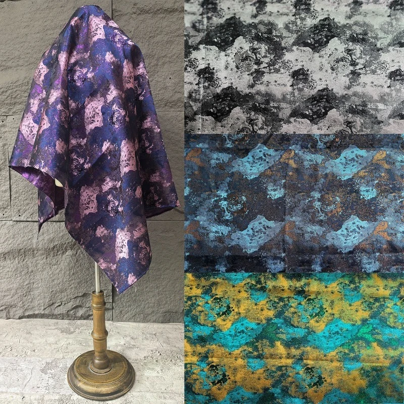 Gradient Shiny Jacquard Fabric Retro Textile Cloth for Suit Blazer Overcoat Designer Garment Sewing DIY Material Cloth Per Meter