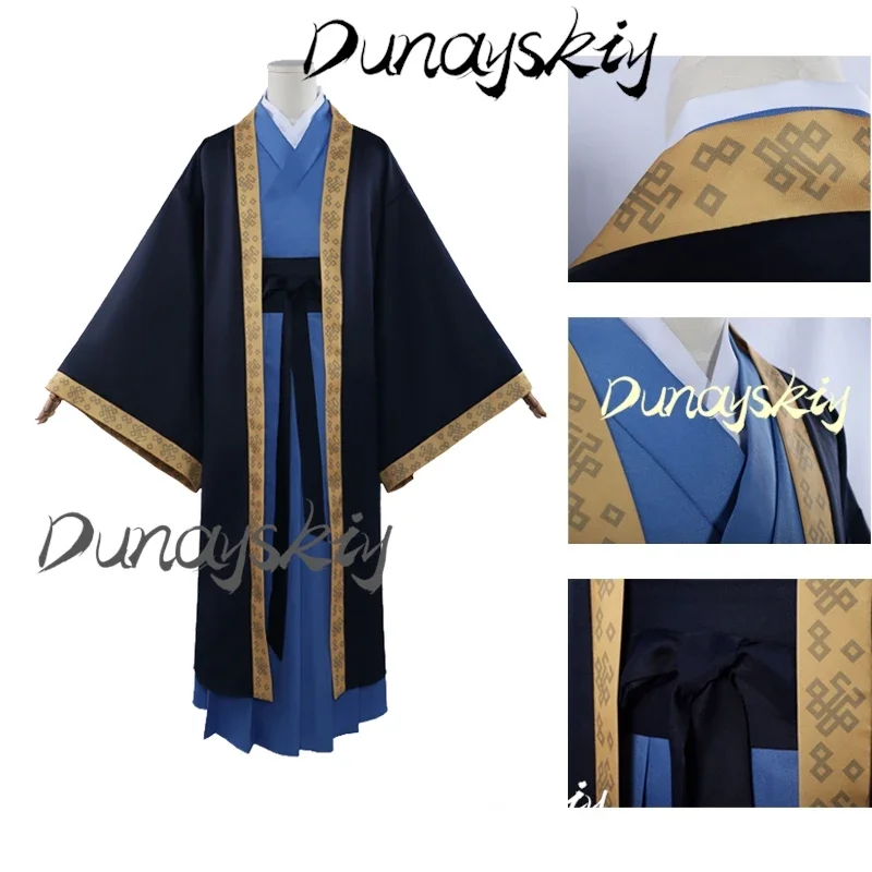 Cosplayanime o boticário diários jinshi cosplay traje adulto homem peruca azul robe uniforme headwear conjunto completo natal masculino custo