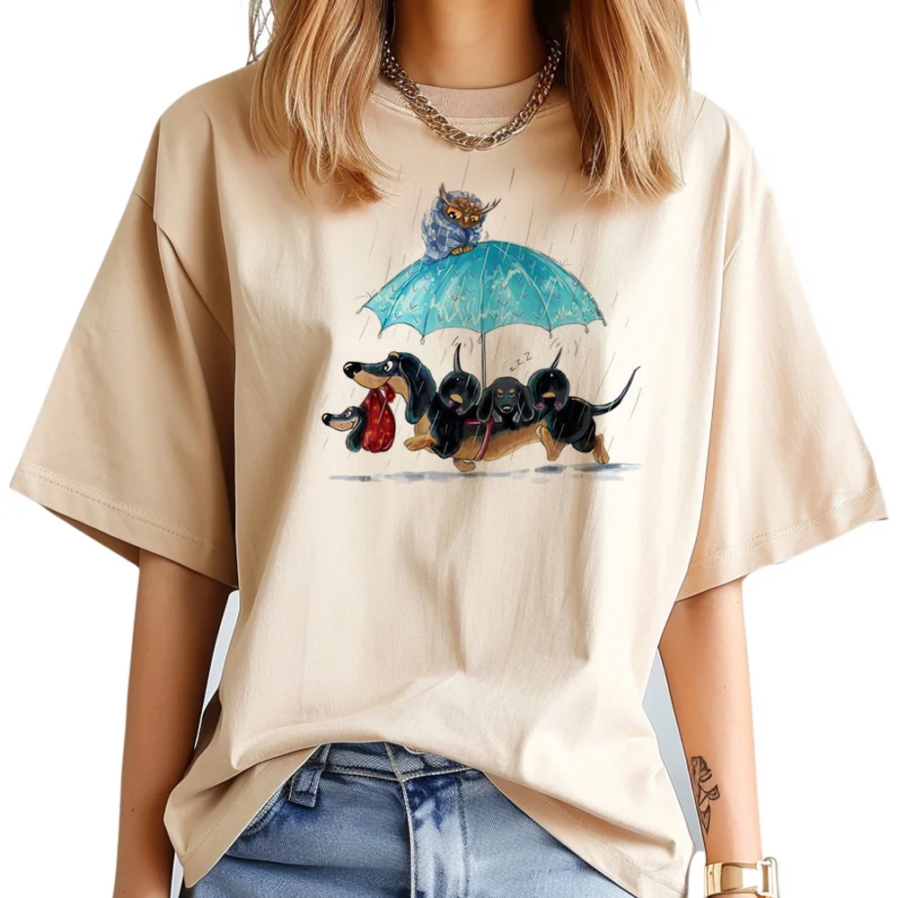 

Dachshund Tee women summer Japanese Y2K t-shirts girl streetwear designer 2000s clothing