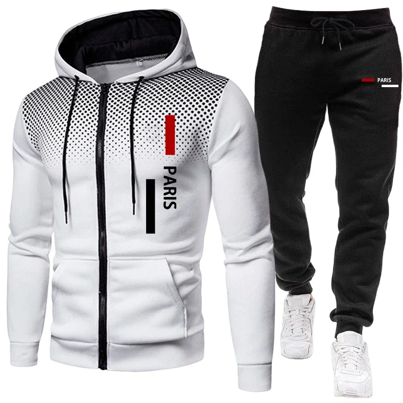 

Men's Sportswear Hooded Sweatshirt and Sweatpants Urban Casual Sporty Zipper Hoodie Jogging Suit Fall/winter Training Outfits