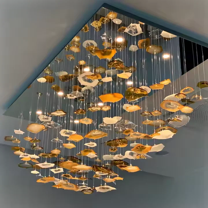 

Bespoke Large Project Indoor Decoration Hanging Glass Pendant Light Jellyfish Gold Light Ceiling Chandeliers Pendant Lights