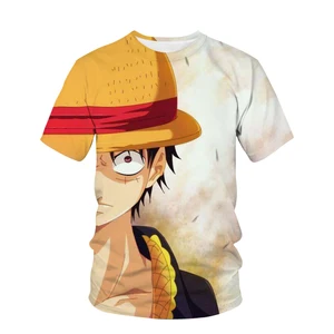 Cool 2024 Neues Stück 3D-Kinder gedrucktes Cartoons T-Shirt O-Roe Kurzarm Ruffy Sports Kleidung Top 4-14t 8 Hauptverkauf Luffy Dressrosa Shirt - №6
