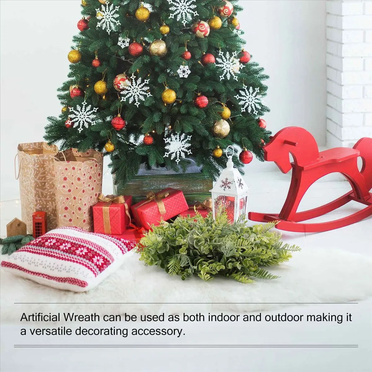 ABJS Artificial Wreath, Door Wreath 17 Inch Lavender Spring Wreath Round Wreath for The Front Door, Home Decor