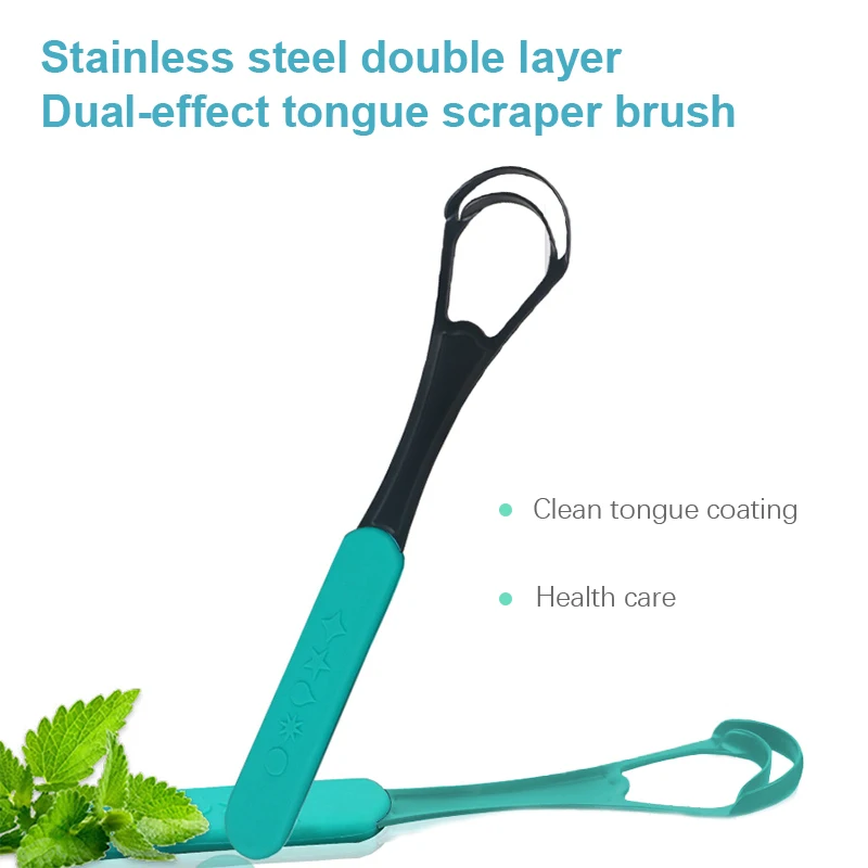 Double Layer Tongue Scraper Silicone Tongue Scraper Brush Cleaning Food Grade Single Oral Care To Keep Fresh Breath Oral Health