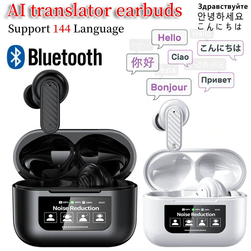 AI Translator Earbuds Wirless Bluetooth 144 Languages real-time translators headphones instant voice translator for Travel