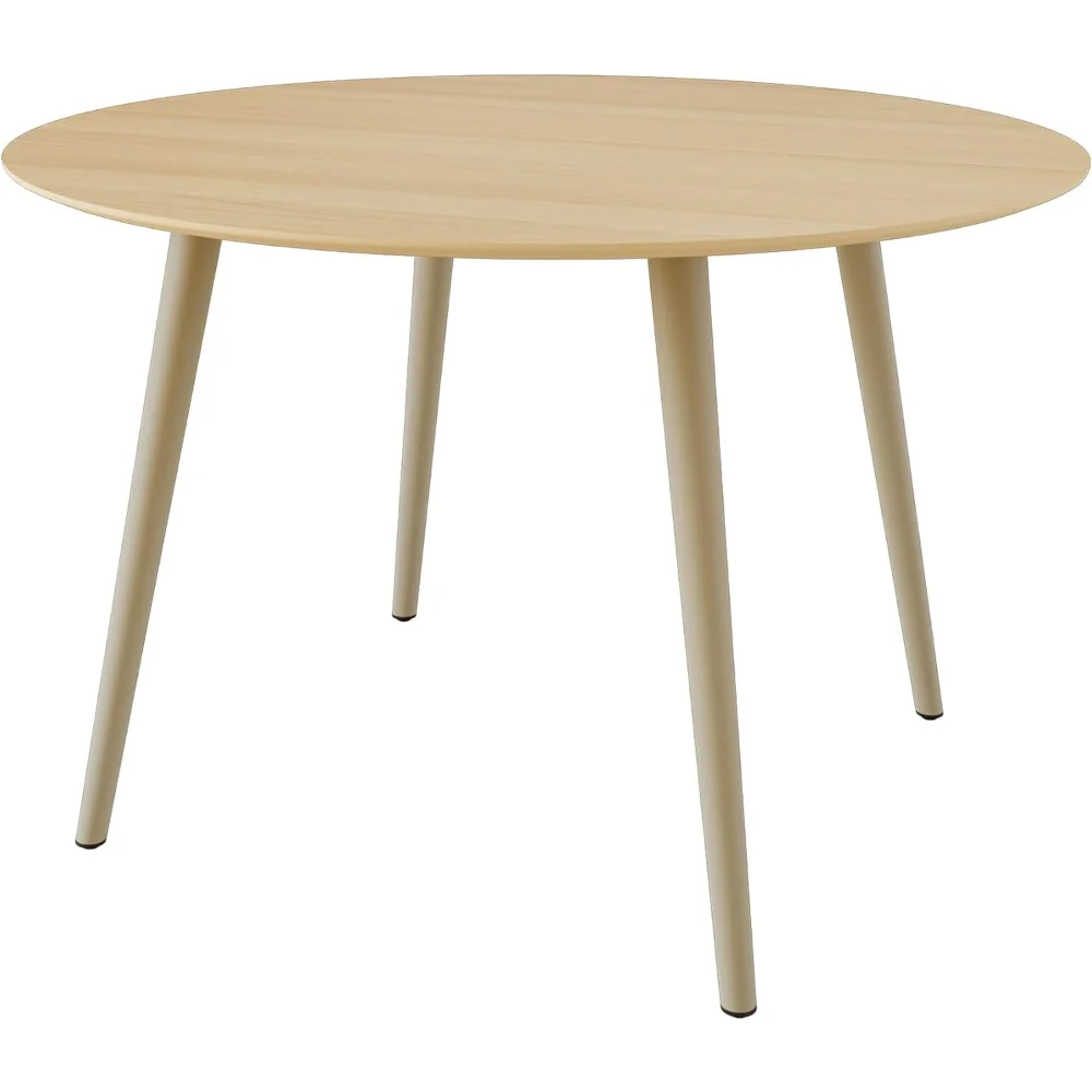 

43.3 Inch Cream Round Dining Table for 4, Space-Saving Dinette Perfect for Kitchen Dining Living Room(Cream Table)