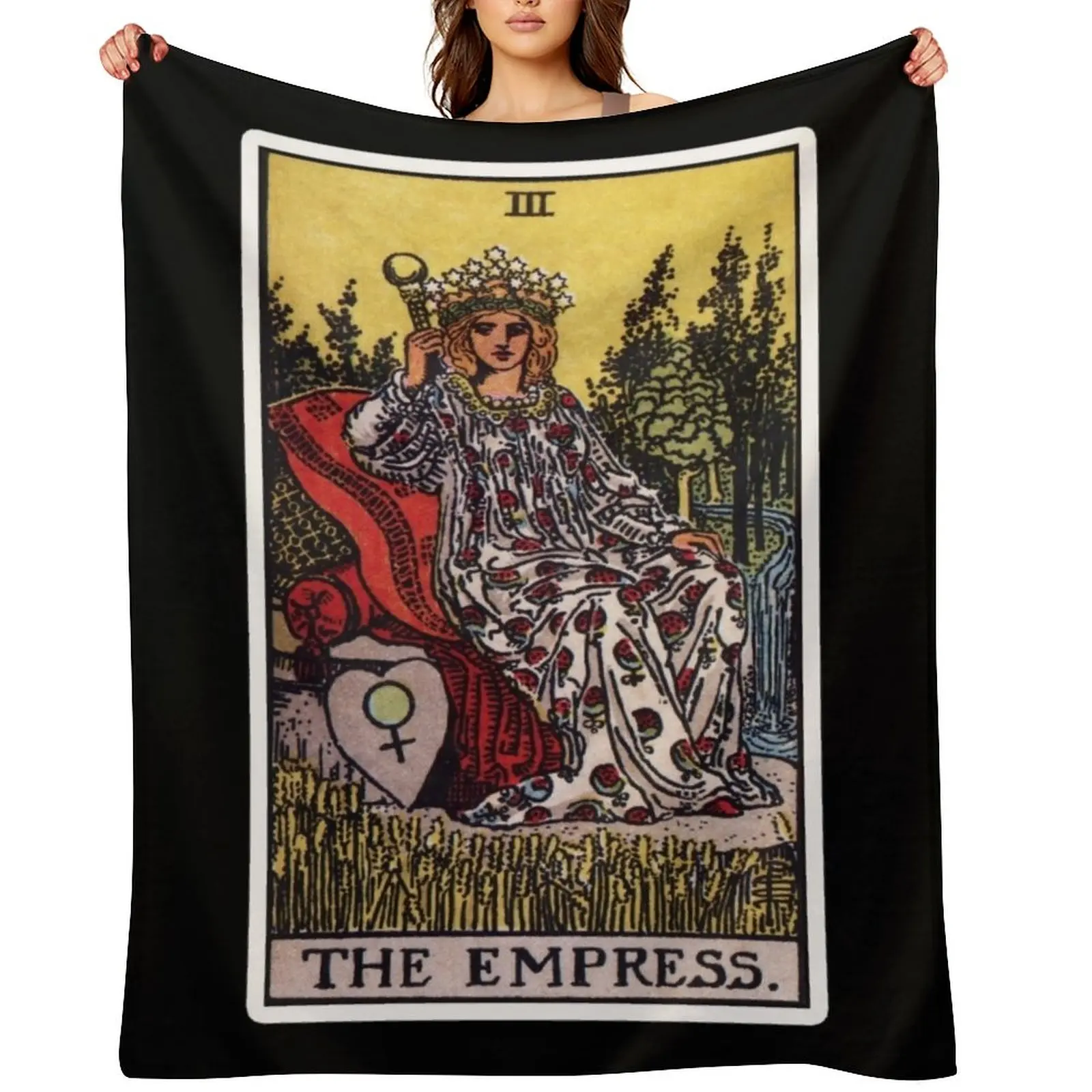 

III. The Empress Tarot Card Throw Blanket Flannel Loose Decorative Sofa Blankets