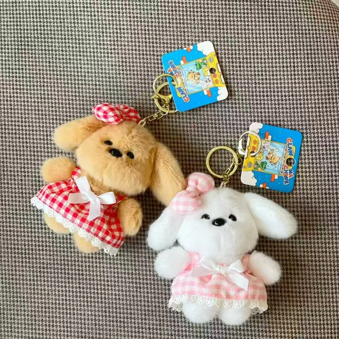 لطيف اللباس جرو أفخم دمية المفاتيح الهاتف الإبداعية زوجين أفضل صديق على ظهره سحر