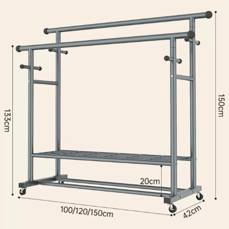 Metal Shoe Clothing Rack Hanging Storage Carts Portable Coat Rack Cape Holder Perchero Ropa De Pie Furniture Living Room