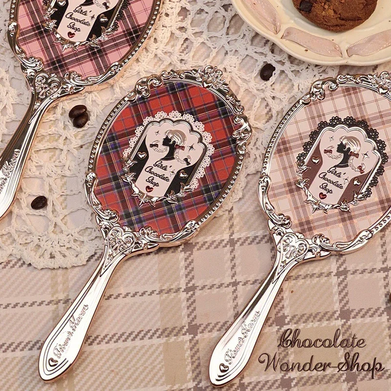 Flower Knows Strawberry Rococo Lip Glaze Hand-held Mirror Makeup Tool Portable Small Mirror to Carry Handle Mirror