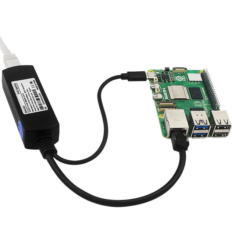 فاصل USB نوع C PoE ، جهاز تقسيم Gigabit PoE ، موصل 5V ، موصل 4A ، Raspberry Pi 5V ، 47 Mbps