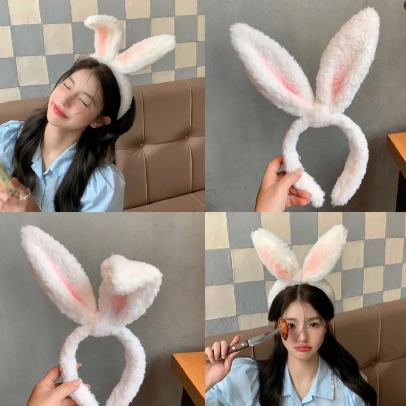 Rabbit Ear Hairband for Women Plush Headband Bunny Ears Hair Hoop Long Ears Headwear Bunny Headress Girls Cosplay Hair Accessory