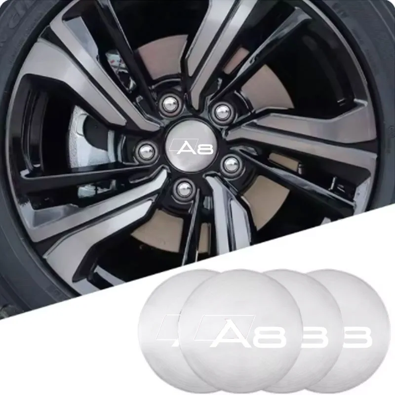 4pcs Car Wheel Center Cap with logo Car Wheel Center Caps Stickers Badges For Audi A8 Car Accessorie Not easy to fall waterproof