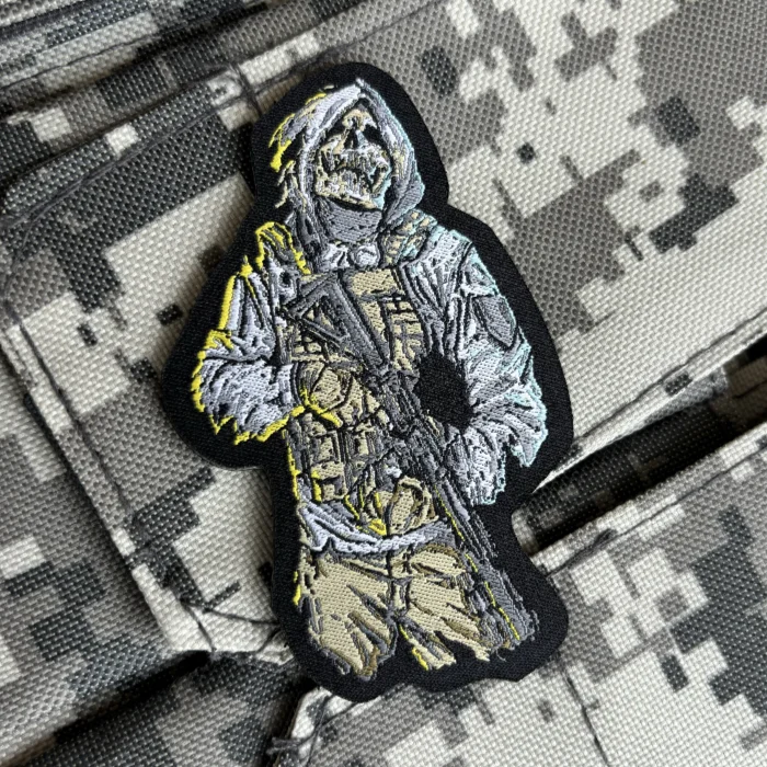 Death Morale Patch The Reaper Warrior Hook&Loop Embroidery Patches for Clothing Tactical Badge Military Armband Backpack Sticker