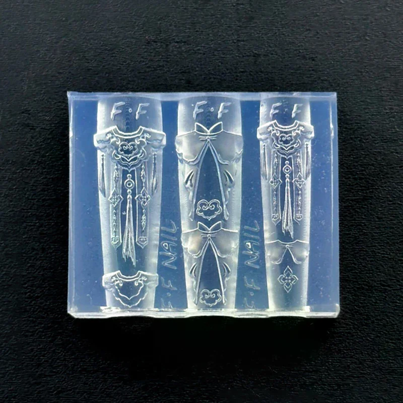 Chinesischen Stil Wolke Schulter Bekleidung Nail art Form 3d High-Transparency Silikon Geschnitzte Vorlage Nail art Zubehör