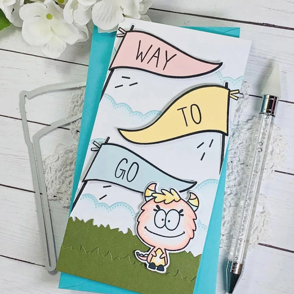 Flags Confetti And Celebratory Sentiments Stamp and Cutting Dies Cherry On Top Clear Stamps For DIY Scrapbooking Decoration