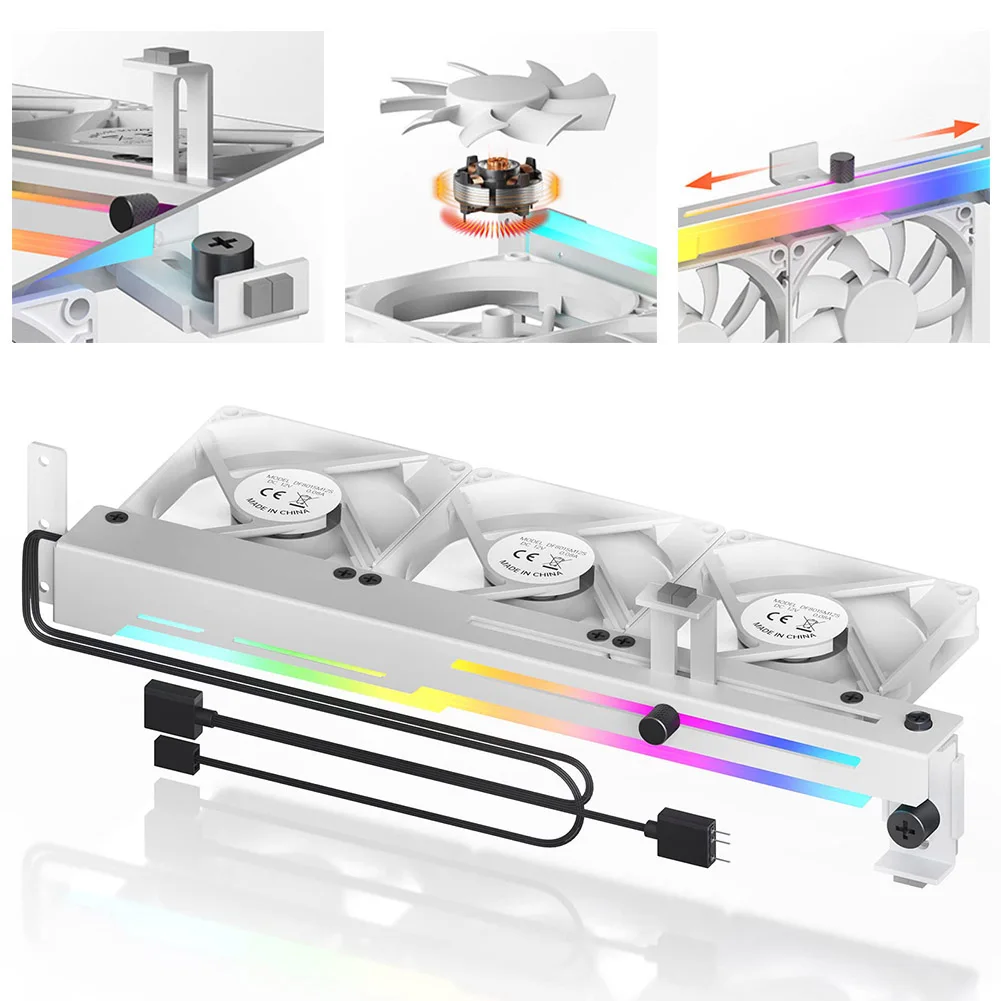 

Вентилятор охлаждения видеокарты 2-в-1 с подсветкой ARGB RGB LED, 1800 об/мин, 5В, 3-контактный разъем