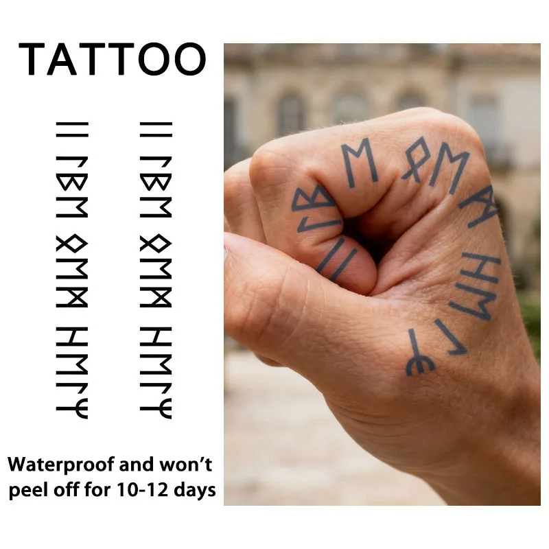 

Модные наклейки для татуировок с буквами травяного сока, водонепроницаемые и устойчивые к поту, реалистичные временные татуировки на ладони.