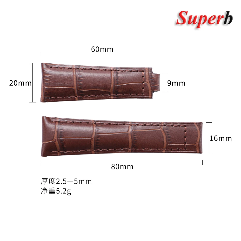 أشرطة ساعات يد لرولكس الغواصة يخت ماستر دايتونا بتوقيت جرينتش جلد العجل حزام رياضي للرجال إكسسوارات ساعات 20 مللي متر