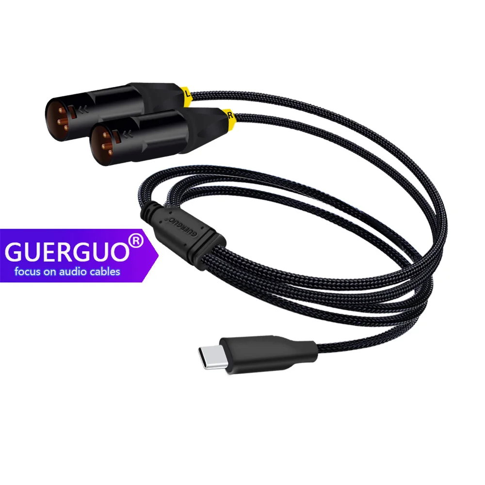 

USB C to Dual 3Pin XLR Audio Cable,USB Type C to 2 XLR Converter Adapter for Musical Instrument Amplifier,Speaker,Mixer Console