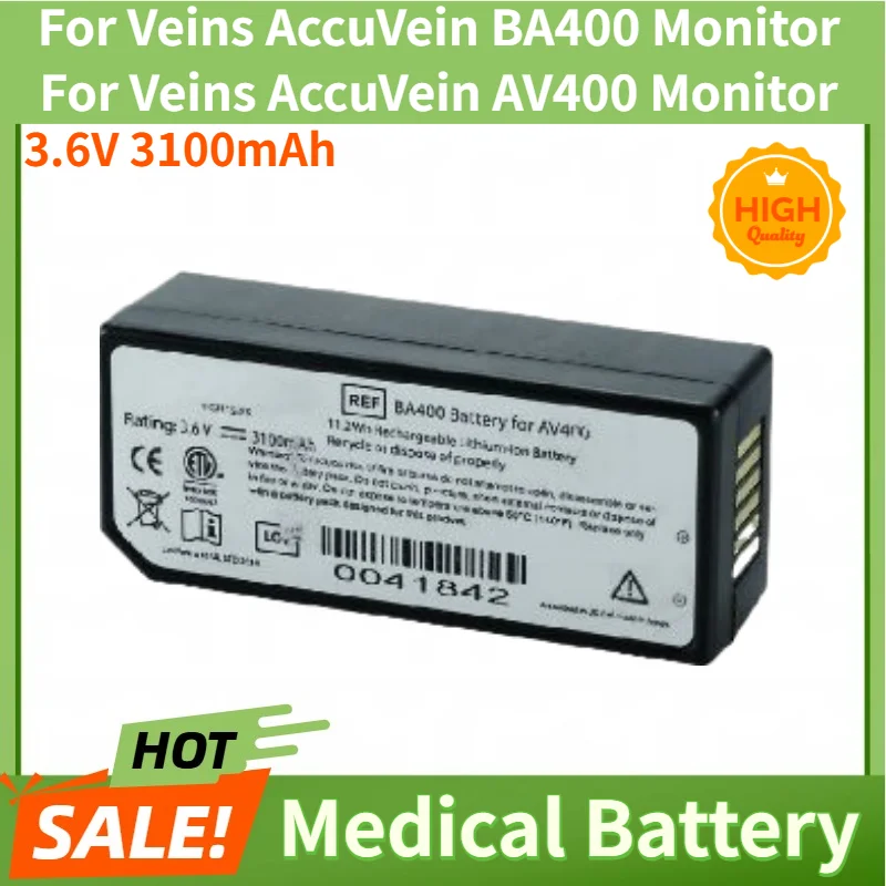 

High Quality Medical Battery 3.6V 3100mAh For Veins AccuVein BA400, AccuVein AV400 Monitor Brand New Replacement Battery