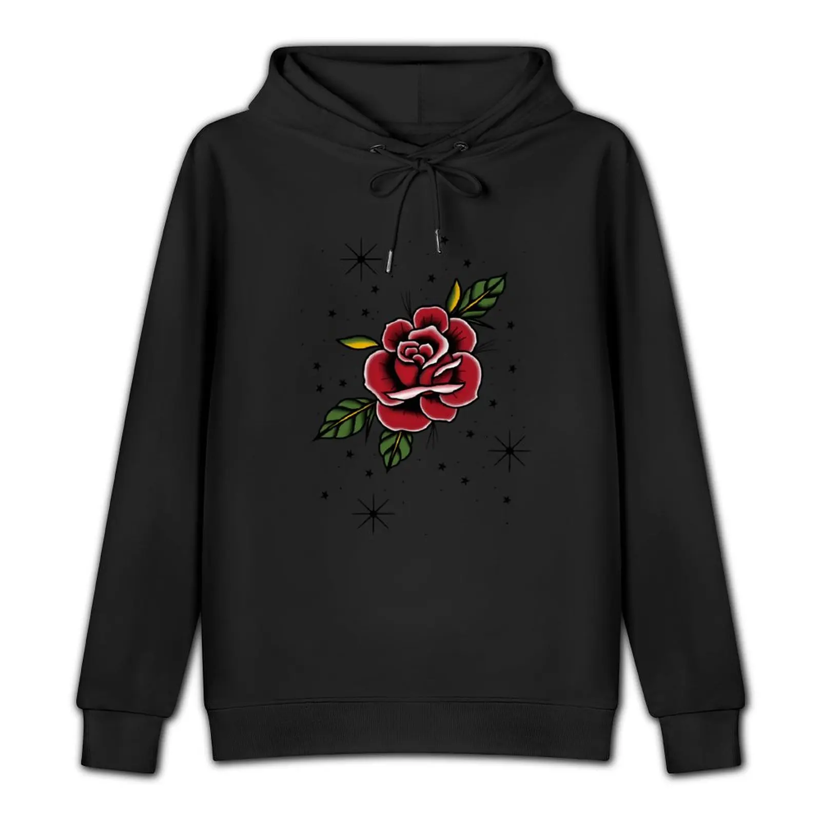 Traditional Rose Tattoo Pullover Hoodie men clothing men's autumn clothes hoodie graphic