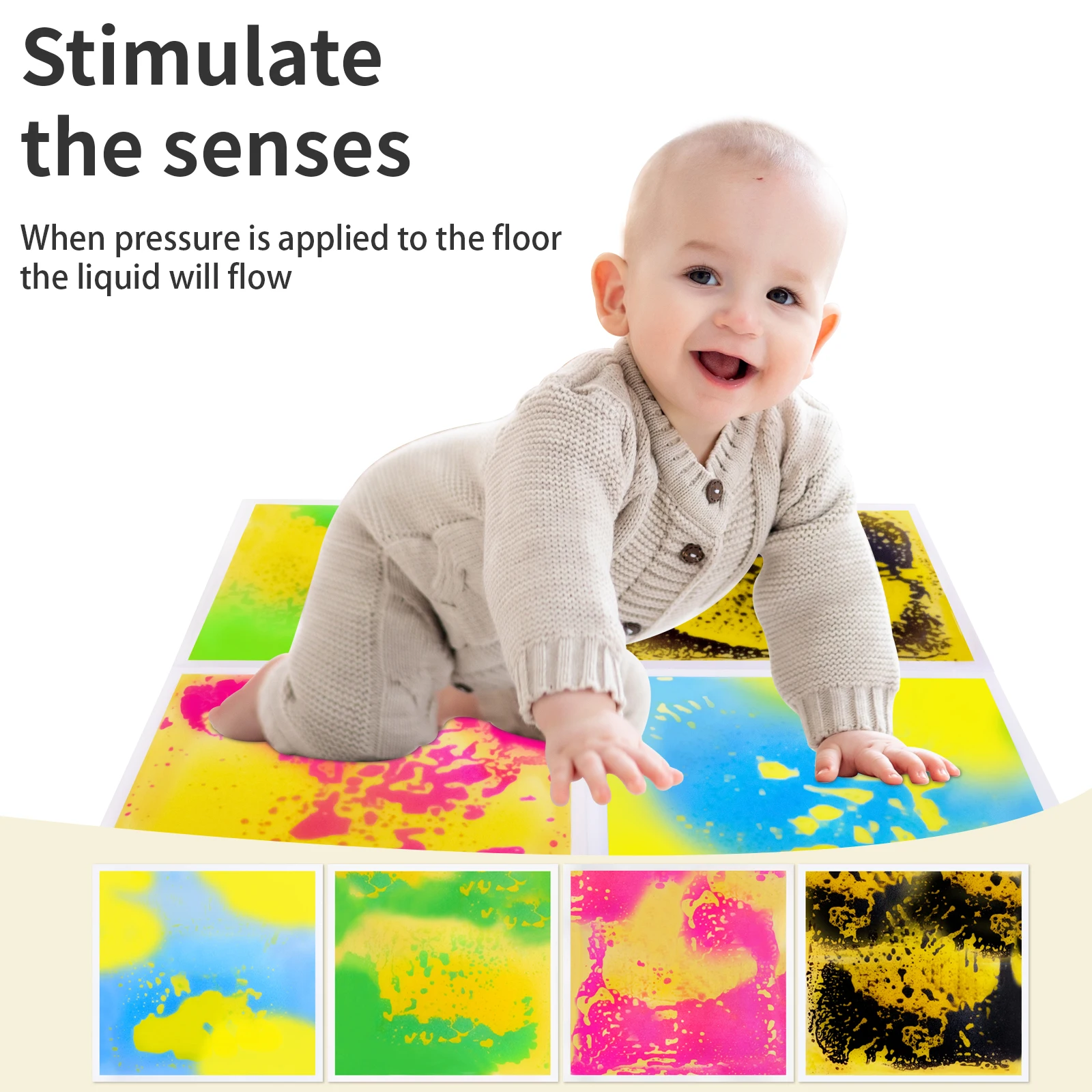 الألعاب الحسية البصرية الملونة: وسادة أرضية حسية حسية ناعمة للأطفال غير سامة #4