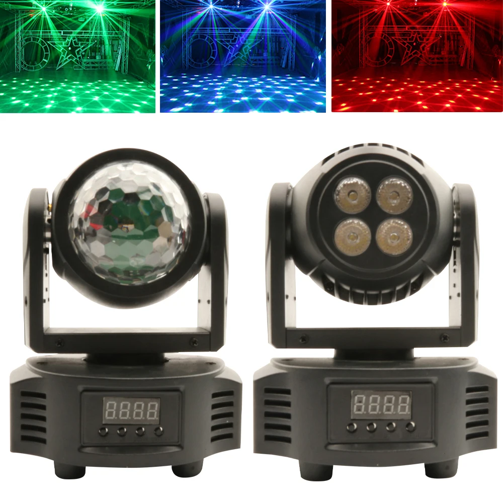 double side led moving head light wash light com bola magica mini iluminacao led para discoteca bar dj dmx512 12w 4x5w 01