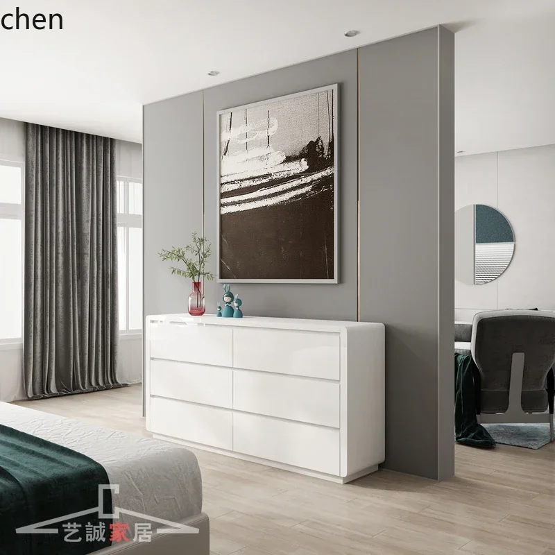DSASolid Wood Five-Drawer Cabinet Storage Lacquer Simple Six-Nine Drawer Cabinet Bedroom Drawer Storage Furniture