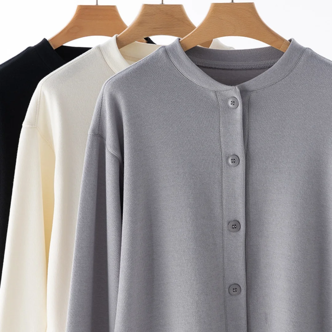 Elegant Basic Women's Jackets Gentle Temperament Solid Long Sleeve O-Neck Button Korean Style Coats Commfortable Office Clothing