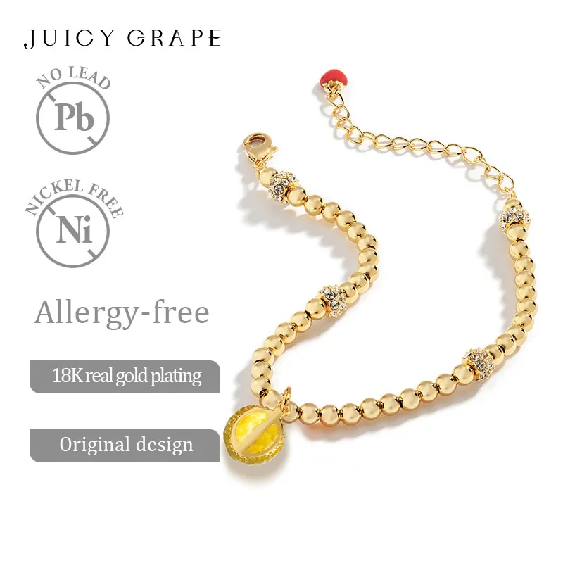 Juicy Grape Durian Bracelet Gold Beads Bracelet Fashion Enamel Fruit Bracelet 18ct Gold Plated Luxury Anniversary Party Gift