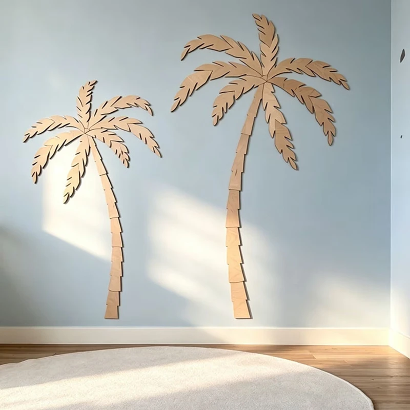 Set of TWO wooden palm trees wood palm treed nursery room idea Wall Decor wall art surf accessories for kids room decor