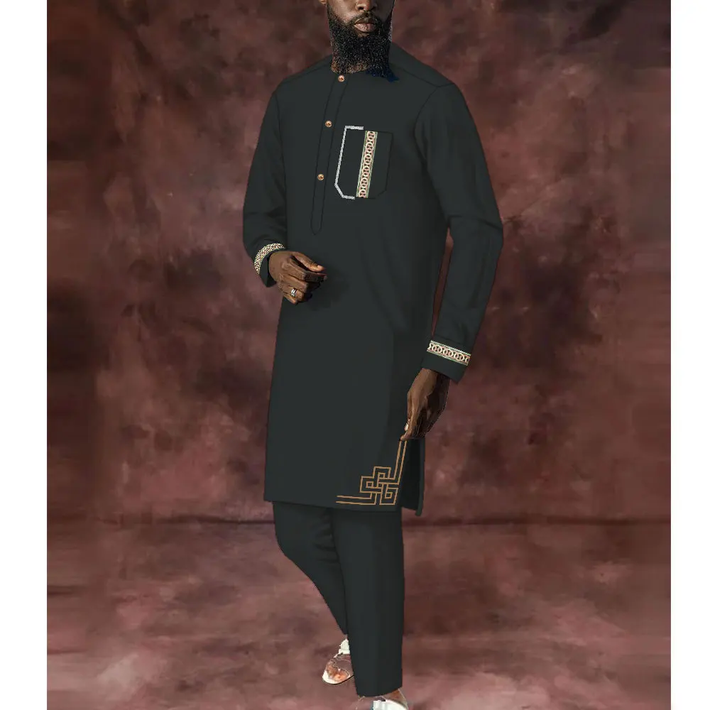 

African Mens Pant Set African Top Shirt and Trousers Dashiki Men African Clothing Slim Fits Casual African Tracksuits