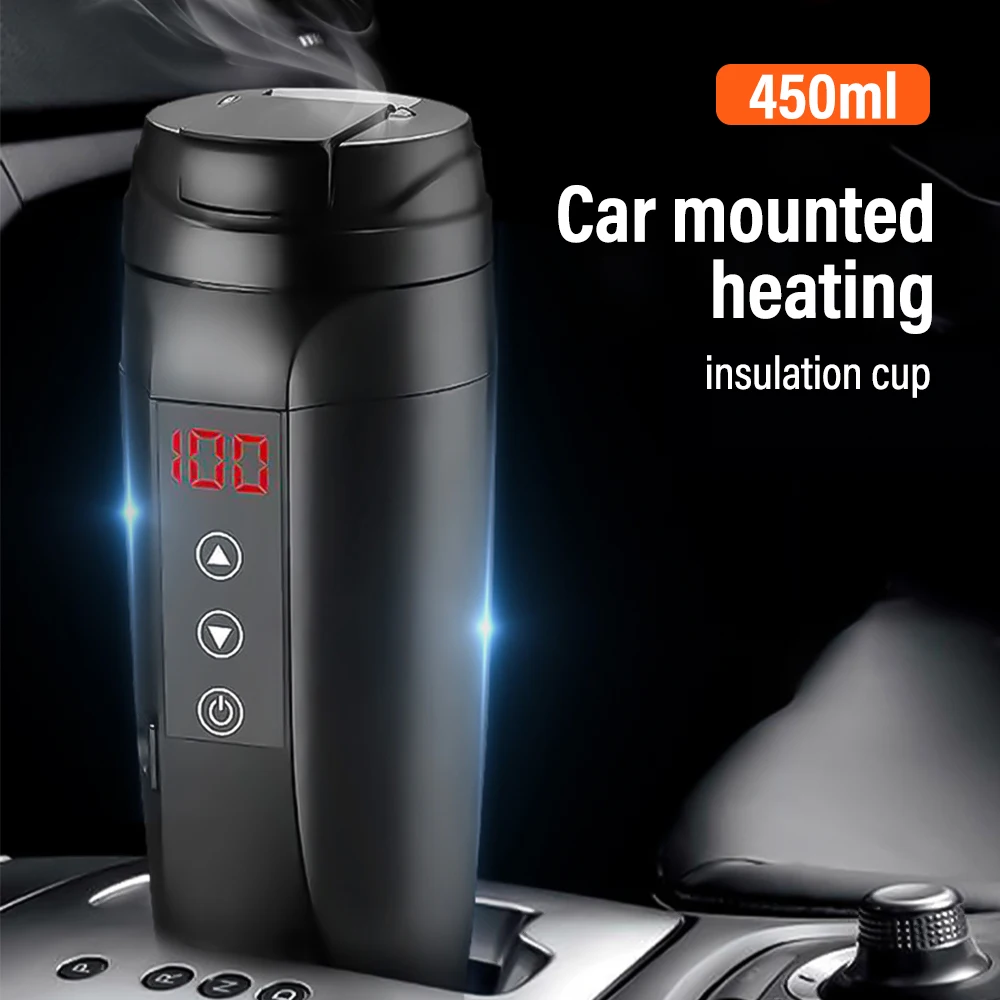 

Stainless Car Heated Smart Cup 450ml with Temperature Control Frosted Water Cup 12V/24V Warmer Bottle LCD Display Kettle Coffee