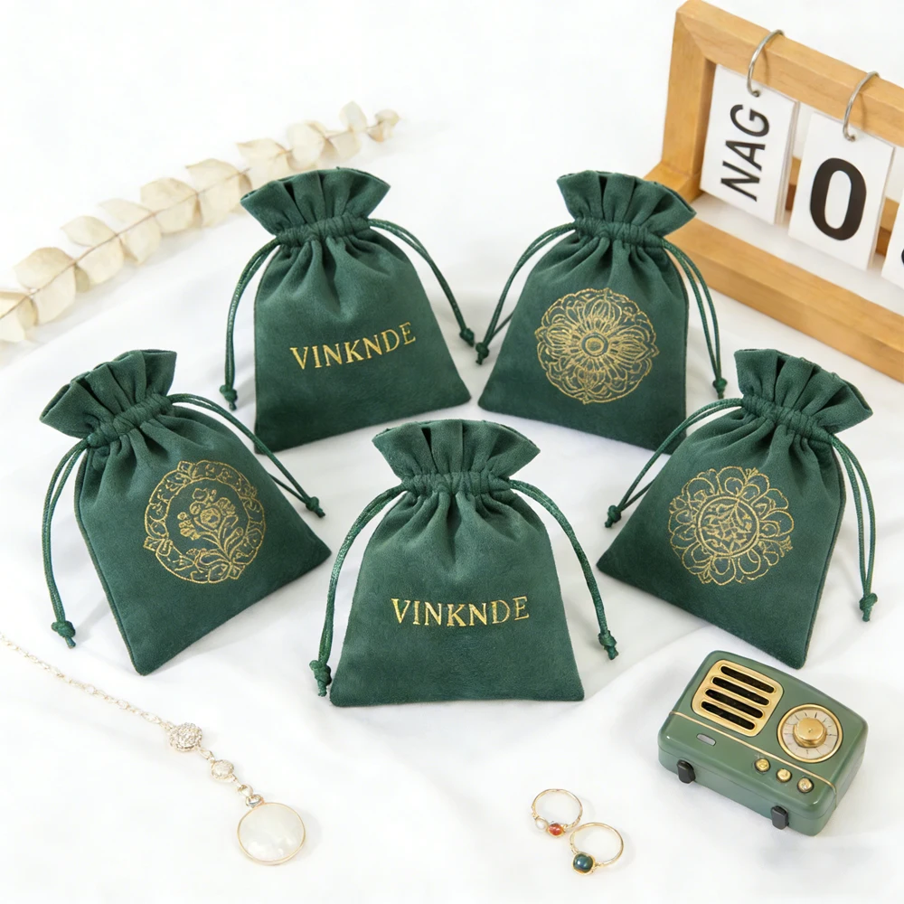 

Персонализированный бархатный мешочек для украшений с мягким шнурком, подарочный мешочек для свадьбы, для колец, серег, браслетов, кулонов, ожерелий, хранения косметики