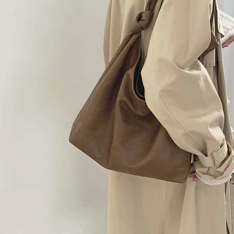 

Сумка большой вместимости в стиле ретро, женская повседневная сумка подмышками, модная многофункциональная сумка-ведро, новая минималистичная текстура