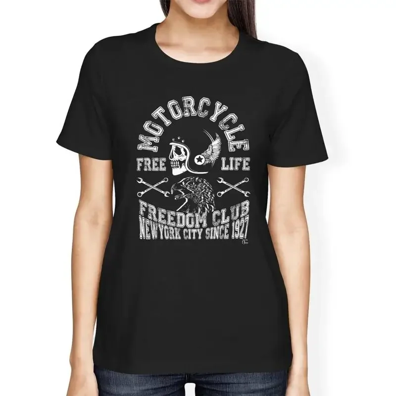 1T T Shirt Womens Loose Fit Motorcycle Biker Freedom Club